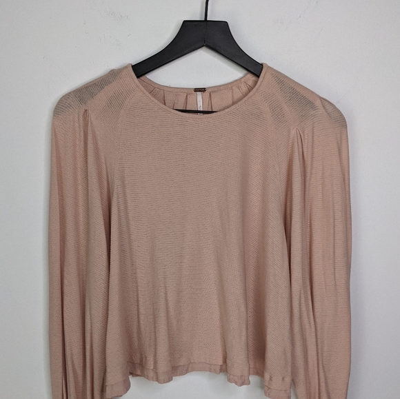 Free People Pink Billie Ribbed Blouson Sleeve Top - Picture 4 of 12